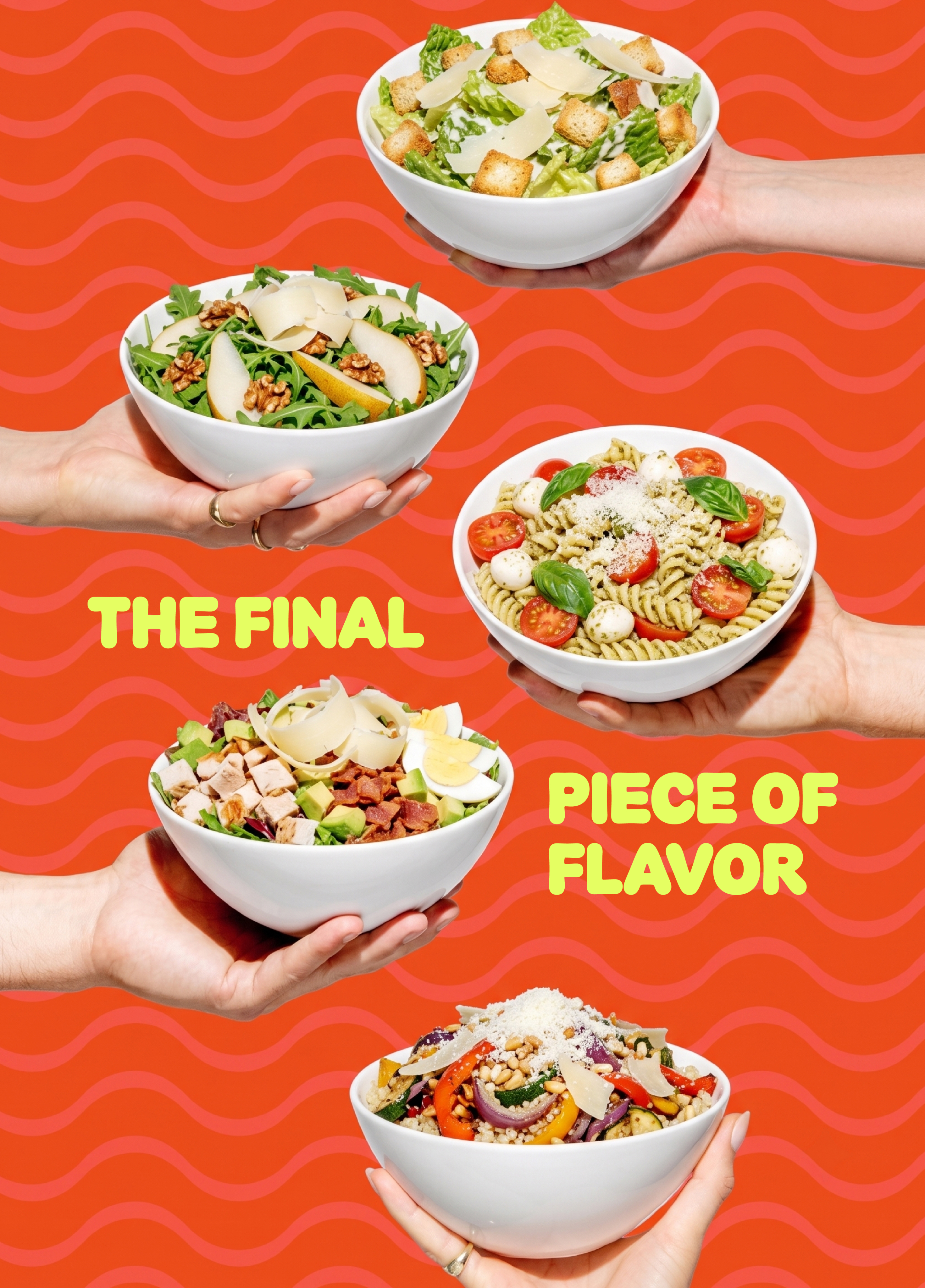 Doppio branded poster featuring a fresh salad bowl