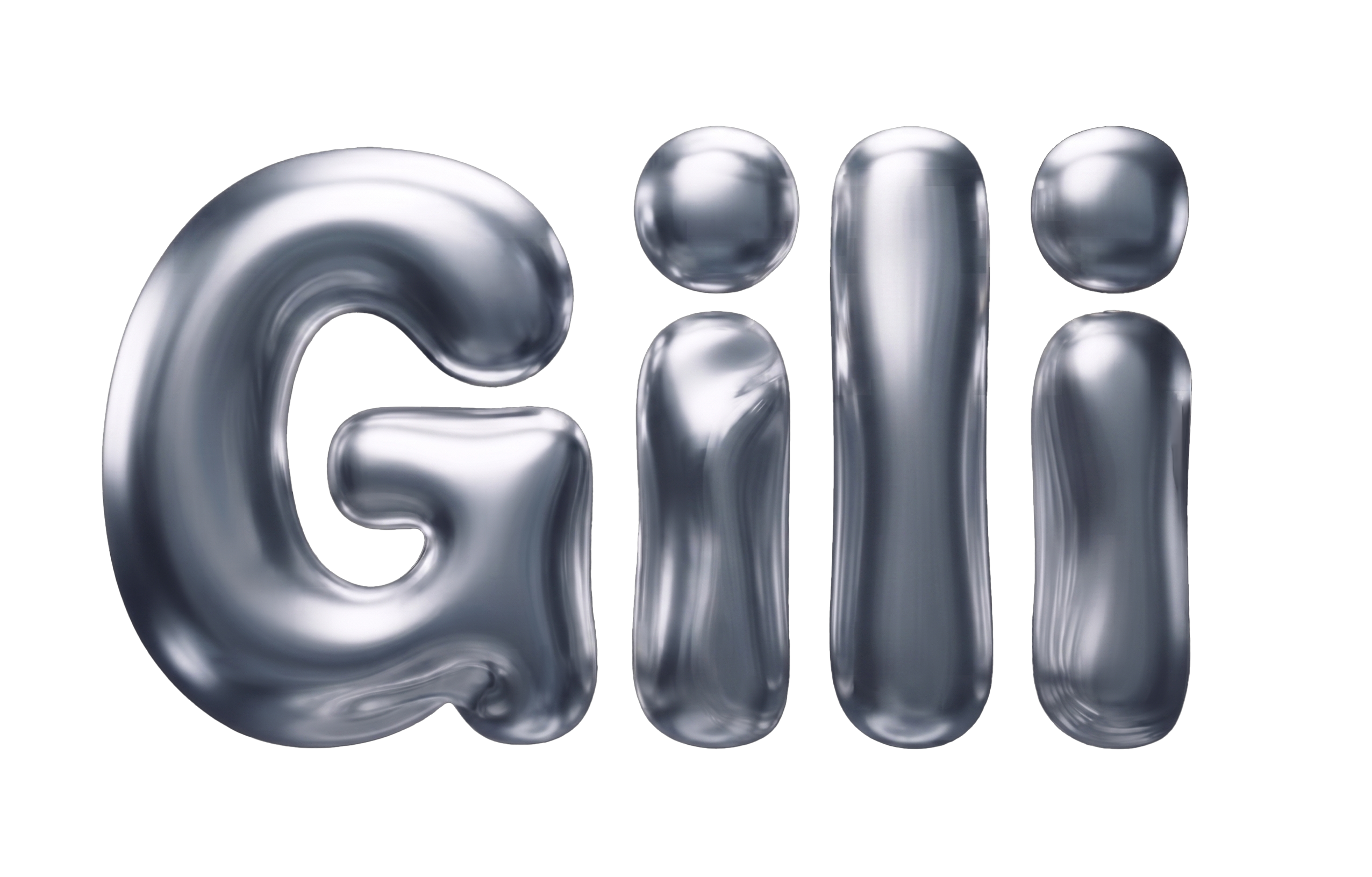 Gili — stylized 3D chrome logo lettering